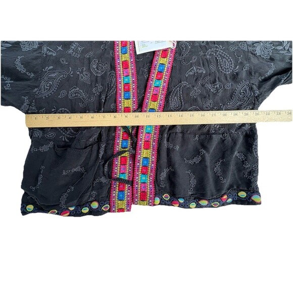 Johnny Was Star Danica Short Kimono Large Black Print Embroidered Jacket $388 - Picture 9 of 13